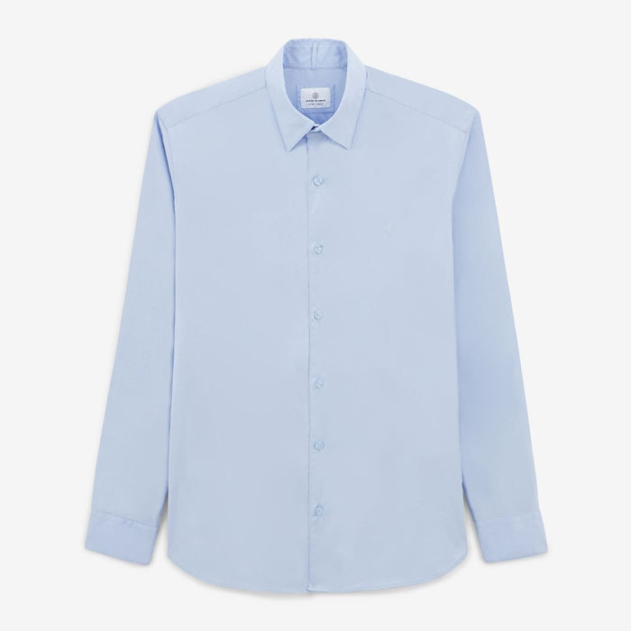 Chemise à manches longues unie bleu ciel