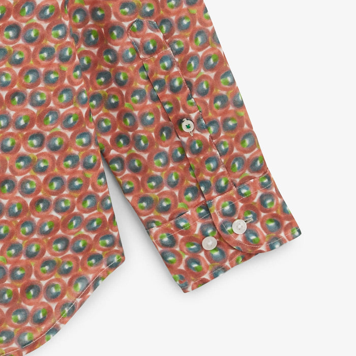 Chemise Charles Manches Longues En Coton Corail Motifs Cercles Homme SERGE BLANCO