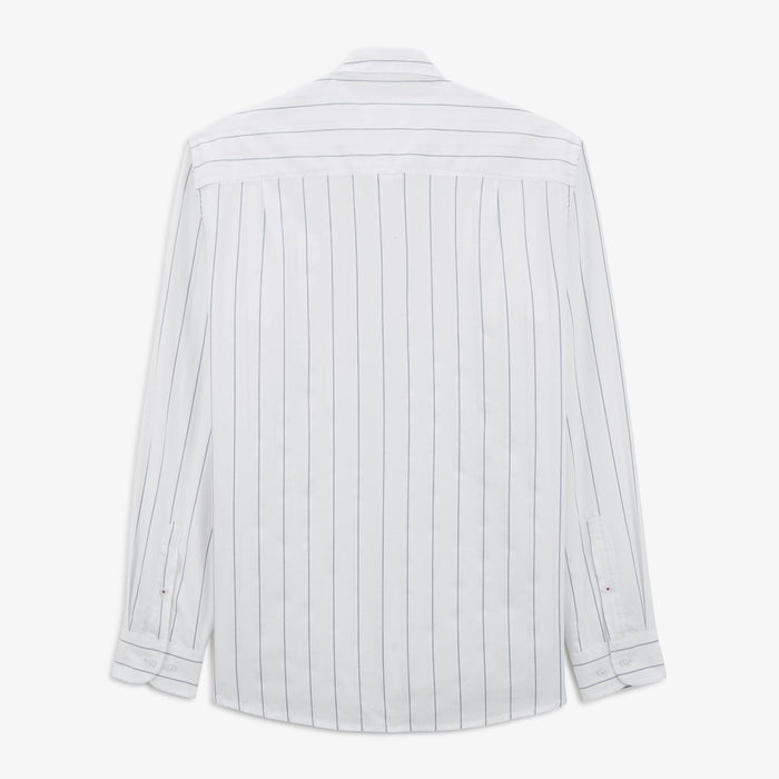 Chemise En Coton Manches Longues Homme Blanche à Rayures SERGE BLANCO