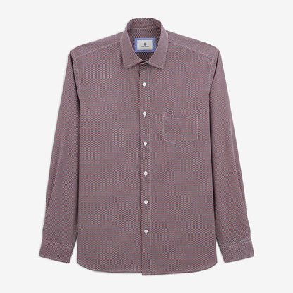 Chemise imprime geometrique rouge en coton homme serge blanco