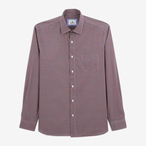 Chemise imprime geometrique rouge en coton homme serge blanco