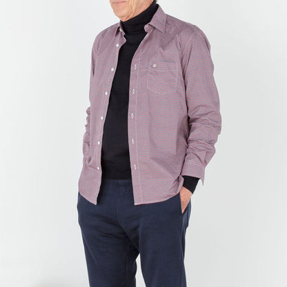 Chemise imprime geometrique rouge en coton homme serge blanco