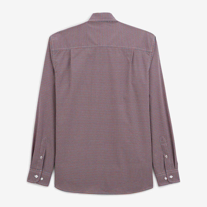 Chemise imprime geometrique rouge en coton homme serge blanco