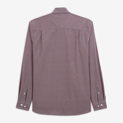 Chemise imprime geometrique rouge en coton homme serge blanco
