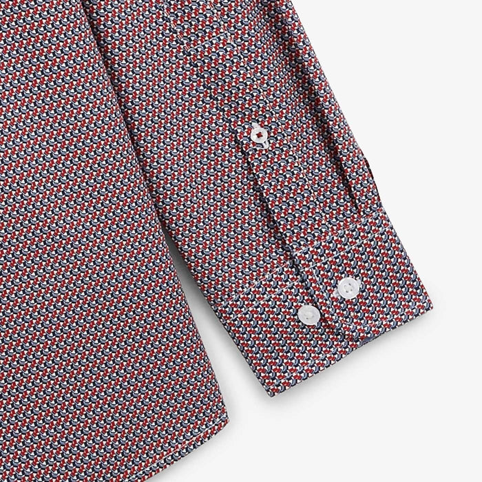 Chemise imprime geometrique rouge en coton homme serge blanco