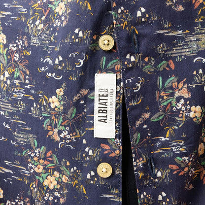 Chemise imprimée manches courtes bleu fonce en coton homme serge blanco