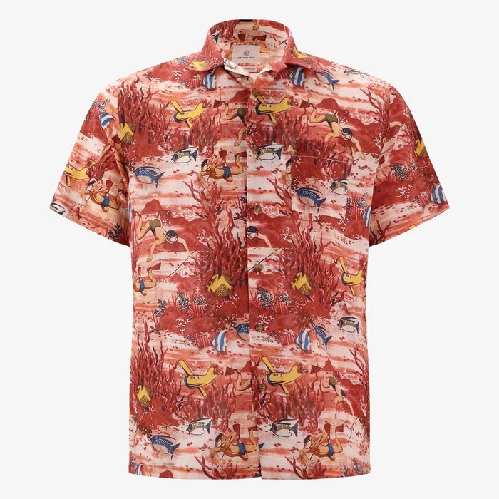 Chemise manches courtes imprimée brique homme serge blanco