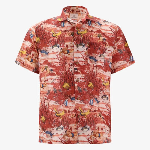 Chemise manches courtes imprimée brique homme serge blanco