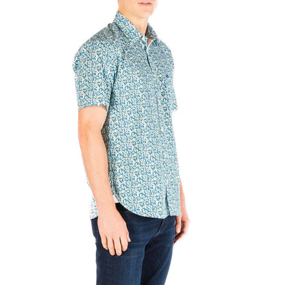Chemise manches courtes regular azur imprimé fleurs
