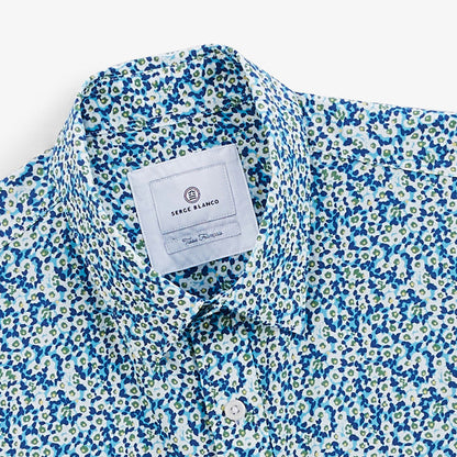 Chemise manches courtes regular azur imprimé fleurs