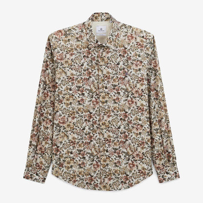 Chemise manches longues a fleurs vert militaire en coton homme SERGE BLANCO