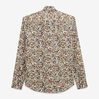 Chemise manches longues a fleurs vert militaire en coton homme SERGE BLANCO