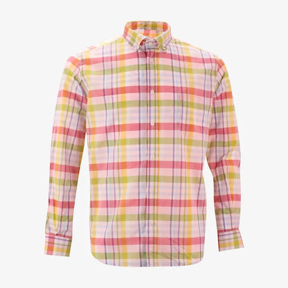 Chemise manches longues cadrillage multicolore en coton homme serge blanco