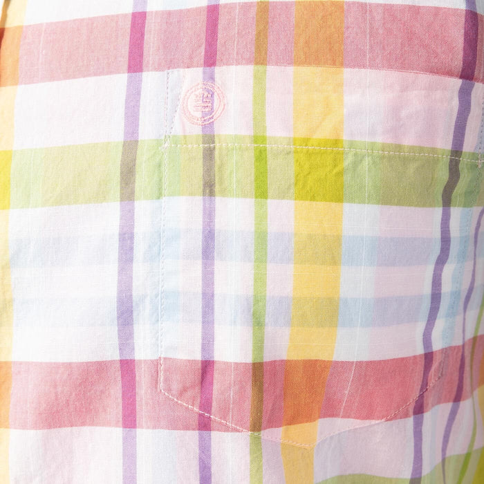Chemise manches longues cadrillage multicolore en coton homme serge blanco