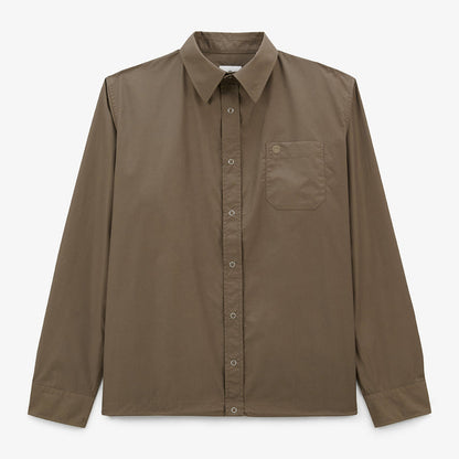 Chemise manches longues en nylon et coton marron shitake Clovis Homme SERGE BLANCO