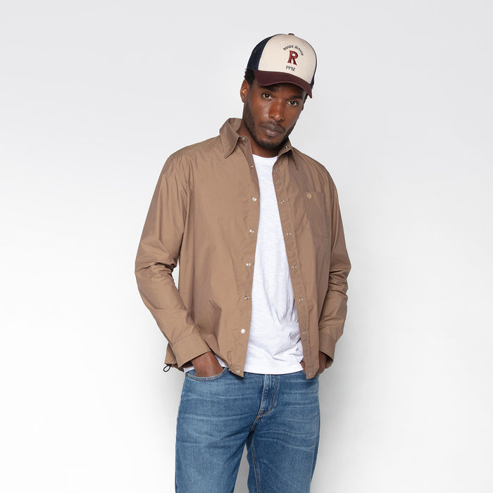 Chemise manches longues en nylon et coton marron shitake Clovis Homme SERGE BLANCO