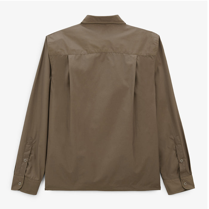 Chemise manches longues en nylon et coton marron shitake Clovis Homme SERGE BLANCO