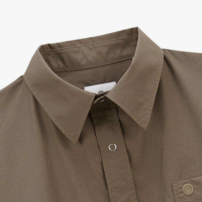Chemise manches longues en nylon et coton marron shitake Clovis Homme SERGE BLANCO