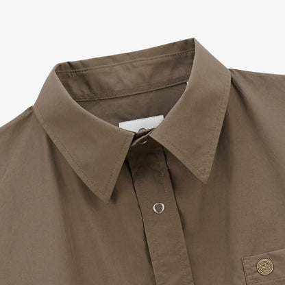 Chemise manches longues en nylon et coton marron shitake Clovis Homme SERGE BLANCO