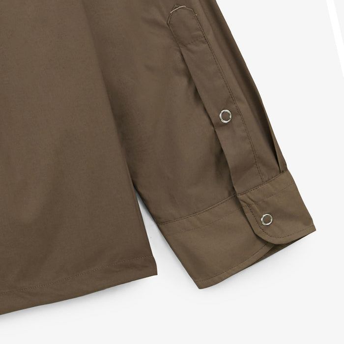 Chemise manches longues en nylon et coton marron shitake Clovis Homme SERGE BLANCO