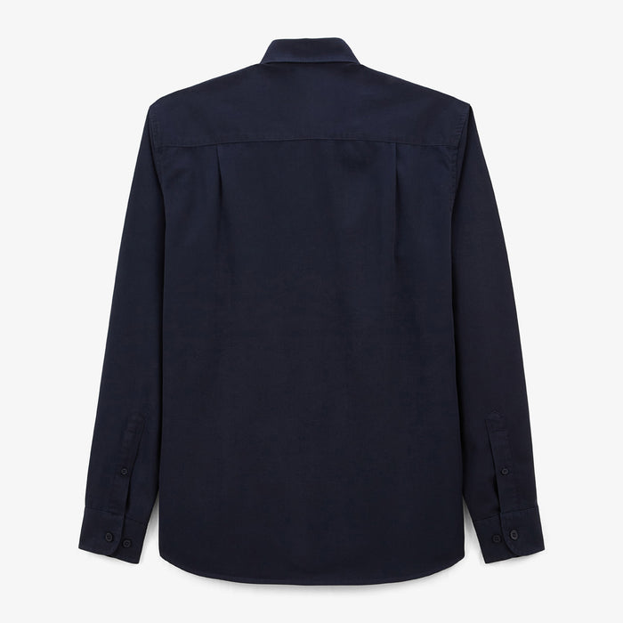 Chemise Manches Longues En Coton Unie Bleu Dark Navy Charles Homme SERGE BLANCO