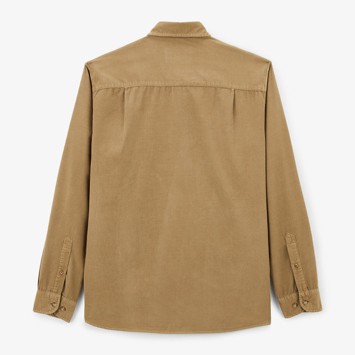 Chemise manches longues en coton velours beige Charles Homme SERGE BLANCO