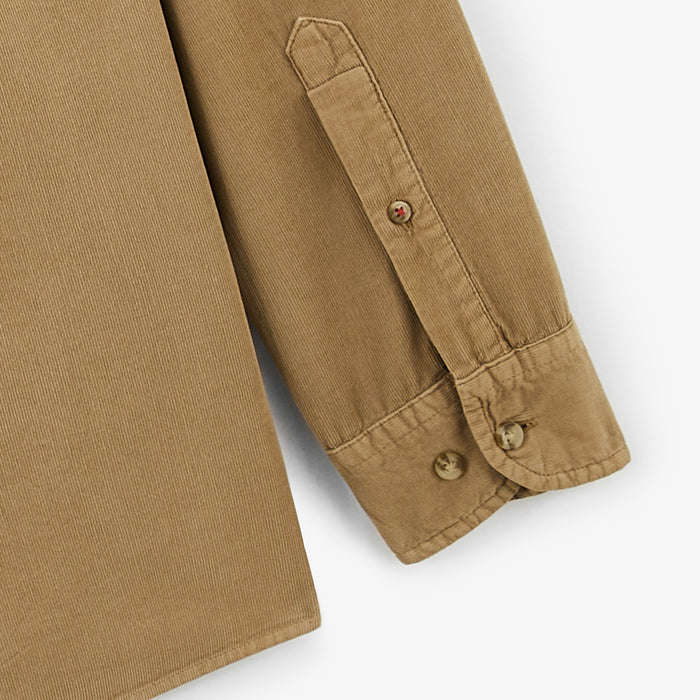 Chemise manches longues en coton velours beige Charles Homme SERGE BLANCO