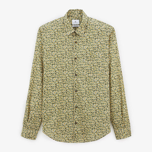 Chemise pâquerette vert olive à manches longues en coton