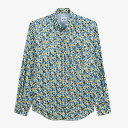 Chemise regular bleu aviateur imprimé bleuet homme serge blanco