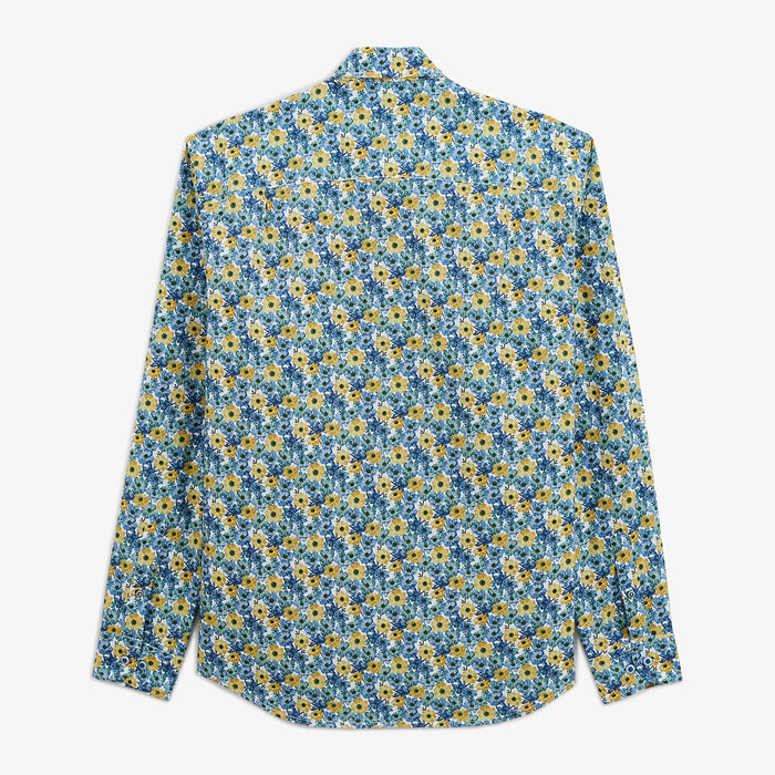Chemise regular bleu aviateur imprimé bleuet homme serge blanco