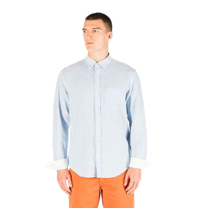 Chemise regular ciel tissage lin et coton