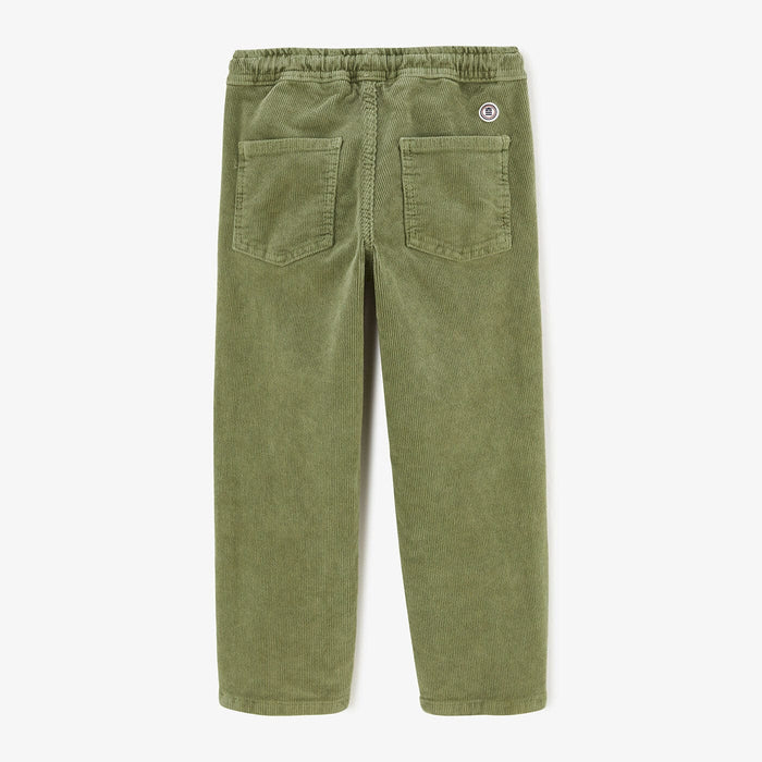 Chino velours 734 Junior avec taille élastique vert militaire