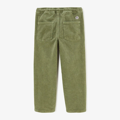 Chino velours 734 Junior avec taille élastique vert militaire