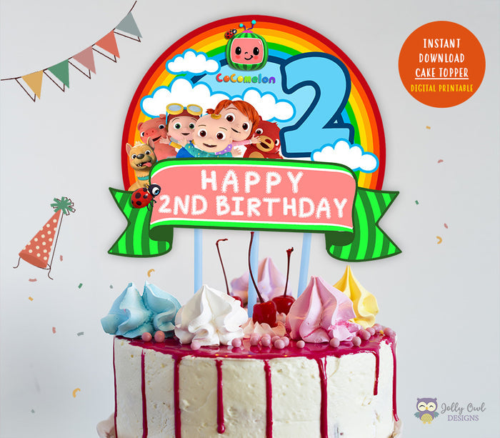 Cocomelon Birthday Party - Digital Cake Topper or Centerpiece - Jolly Owl Designs