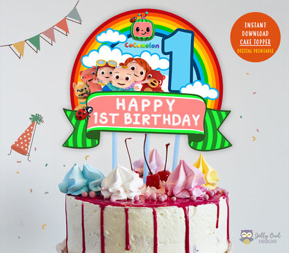 Cocomelon Birthday Party - Digital Cake Topper or Centerpiece - Jolly Owl Designs