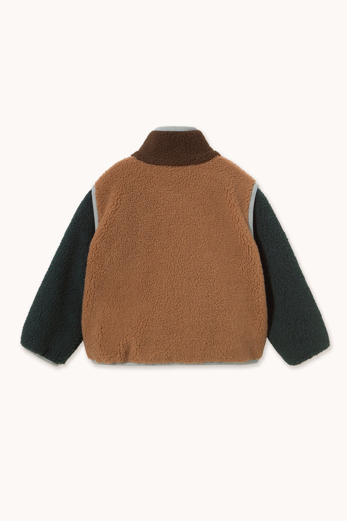 Color Block Polar Sherpa Jacket in Light Brown