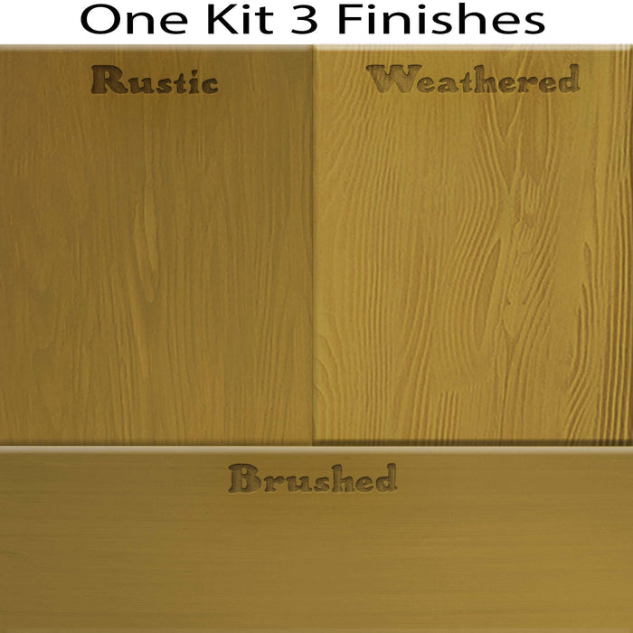 Retique It countertop stain kit with swatches showing three Old Oak finish options for full kitchen countertops.