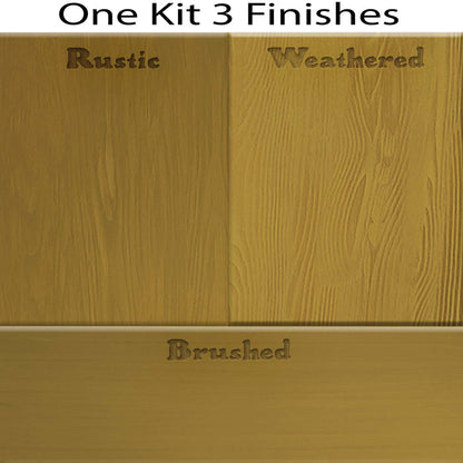 Retique It countertop stain kit with swatches showing three Old Oak finish options for full kitchen countertops.