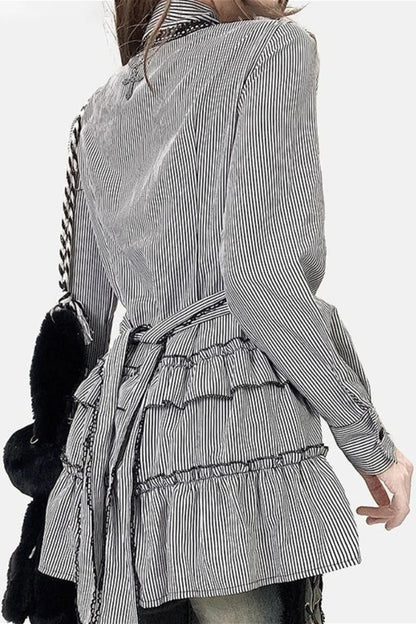 Dark Gothic Striped Slim Mini Dress