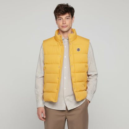 Doudoune matelassée jaune pour homme avec boutons pressions et poches zippées Morzine