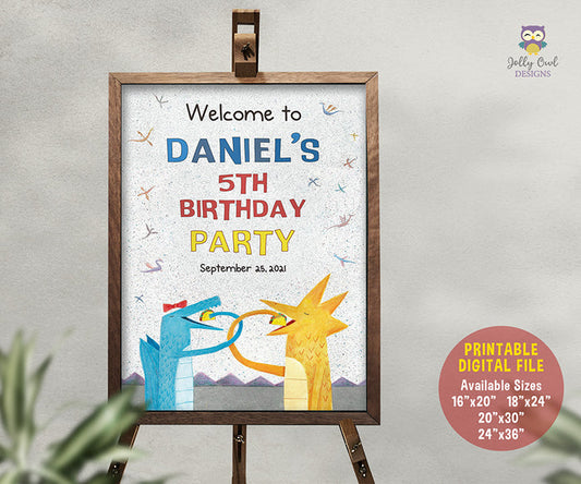 Dragons Love Tacos Birthday Party Welcome Sign - Personalized Digital File - Jolly Owl Designs