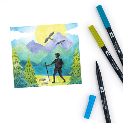 Dual Brush Pen Art Markers, Landscape, 6-Pack