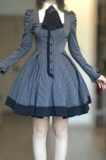 Dark Sweet Lolita Striped Mini Dress