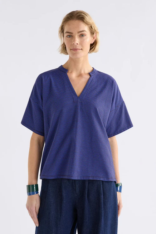 Elk the Label - Evve T Shirt - Chocolate/Cobalt