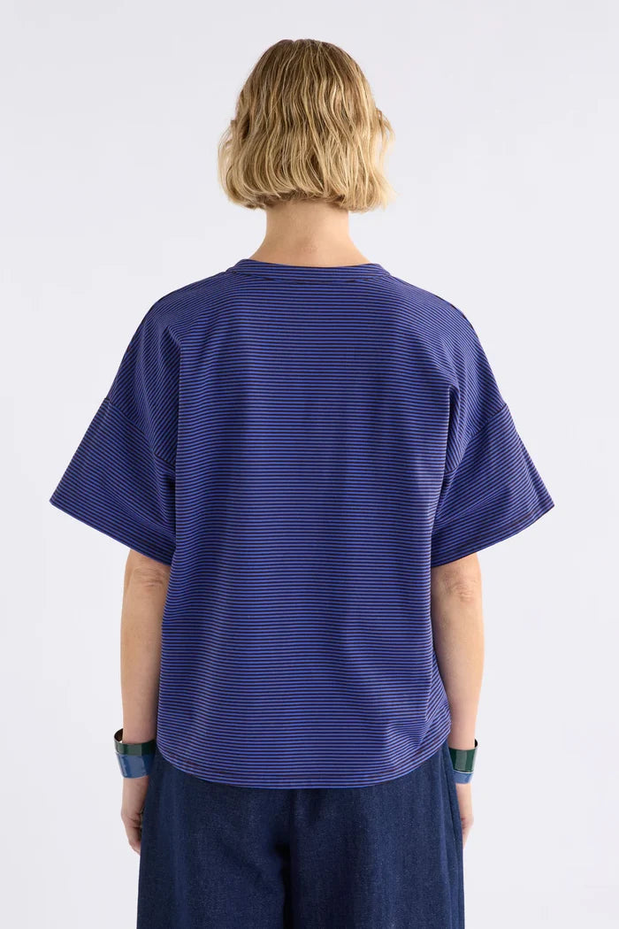 Elk the Label - Evve T Shirt - Chocolate/Cobalt