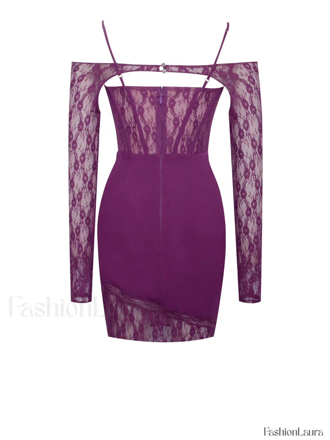 Elsie Purple Lace Charming and Crepe Mini Dress