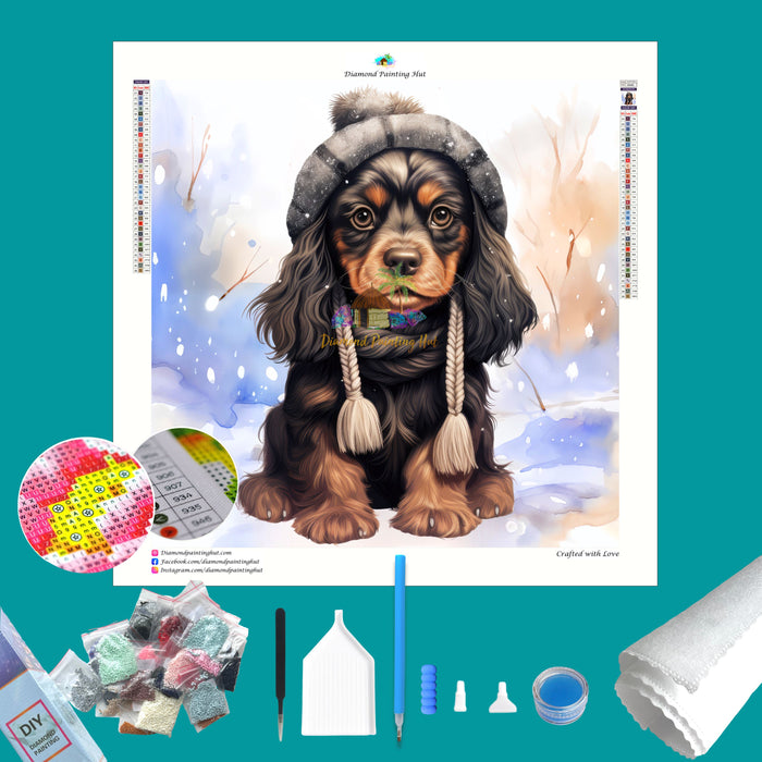 English Cocker Spaniel Winter Diamond Painting