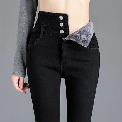 Women's Casual Thick Fleece Lined Skinny Jeans | Ideal for All Seasons