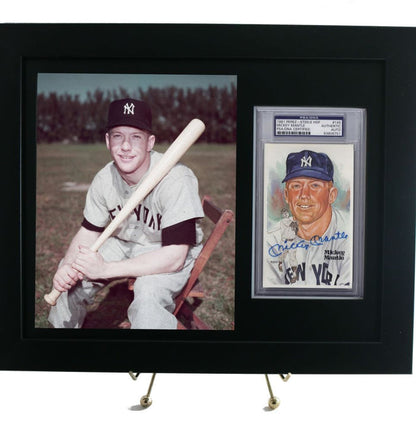Framed Display for PSA Slabbed Perez Steele Postcard & 8 x 10 Vertical Photo Opening (Black Design) - Graded And Framed