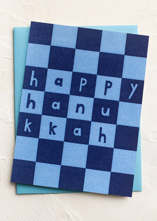 Happy Hanukkah Checkered Card